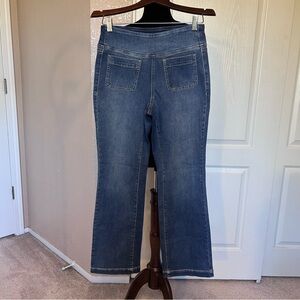 NWOT Belle by Kim Gravel Pull On Patch Pocket‎ Bootcut Blue Jeans Size 4P